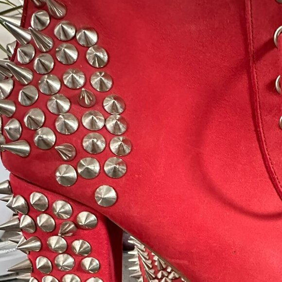 JEFFREY CAMPBELL LITA HAVANA PINK/RED SILVER SPIKE BOOTS SIZE 7 - Picture 14 of 14